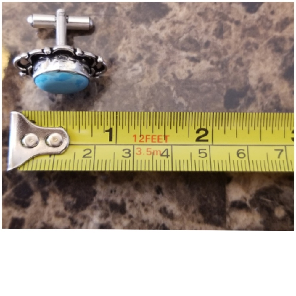 Genuine, Beautiful Larimar Cufflinks .90" - Picture 4 of 4